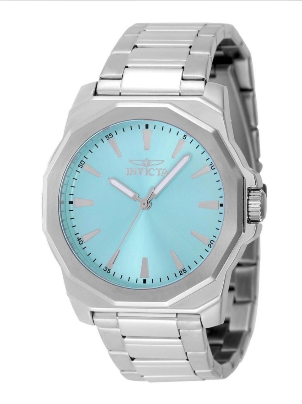 Invicta Stainless Steel Watch with Turquoise Dial and Silver Case